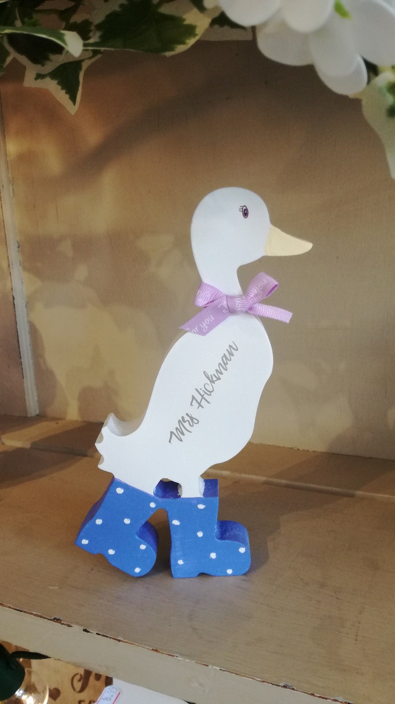 Teacher Desk Gift Bunny in Boots Duck in wellies Teacher Gift Teacher Name Sign Present for Teacher Teacher Appreciation Gift