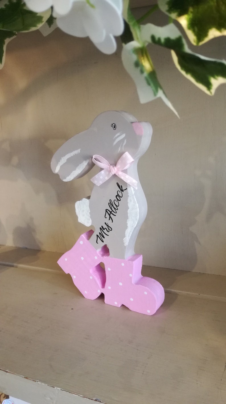 Teacher Desk Gift Bunny in Boots Duck in wellies Teacher Gift Teacher Name Sign Present for Teacher Teacher Appreciation Gift
