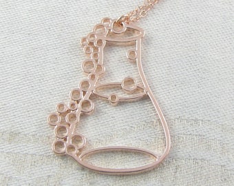 1, Erlenmeyer Flask, Science, Chemistry, Erlenmeyer, Flask, Beaker, Laboratory, Biology, Science Jewelry, Geek, NEC030-RG