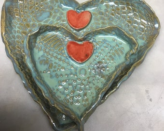 Heart pottery dish