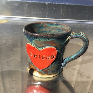 Heart friend pottery mug