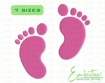 Baby Feet Embroidery Design, Newborn, Baby Shower, Birth Announcement, Pregnant, Footprint Silhouette, Machine File