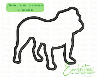 Bulldog Applique Design, Bulldog Embroidery Design, Machine Embroidery File, Bull Dog Embroidery, Bulldog Applique Embroidery
