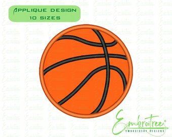 Basketball Applique Design, Machine Embroidery File, Basketball Embroidery Designs, Sports Applique, Basket Ball, Embroidery Basketball