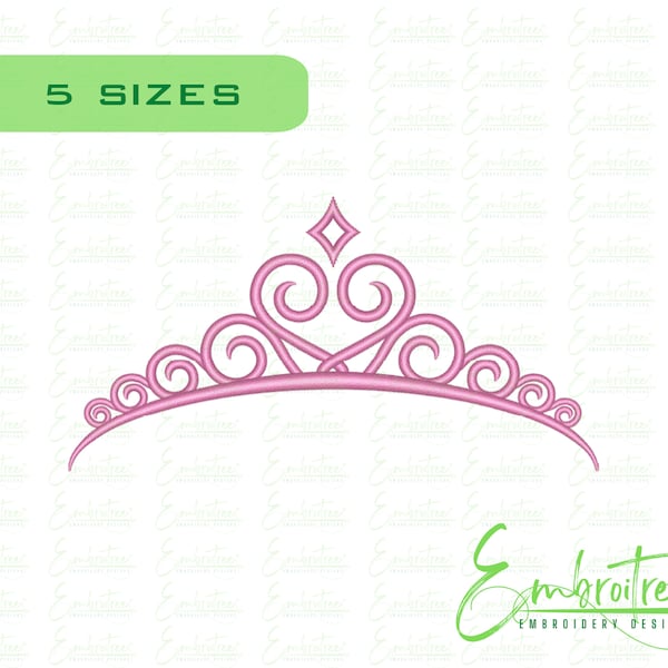 Princess Tiara Embroidery Design, Crown Embroidery File, Machine Embroidery Tiara, Queen Crown Embroidery, Bridal Design, Wedding Embroidery