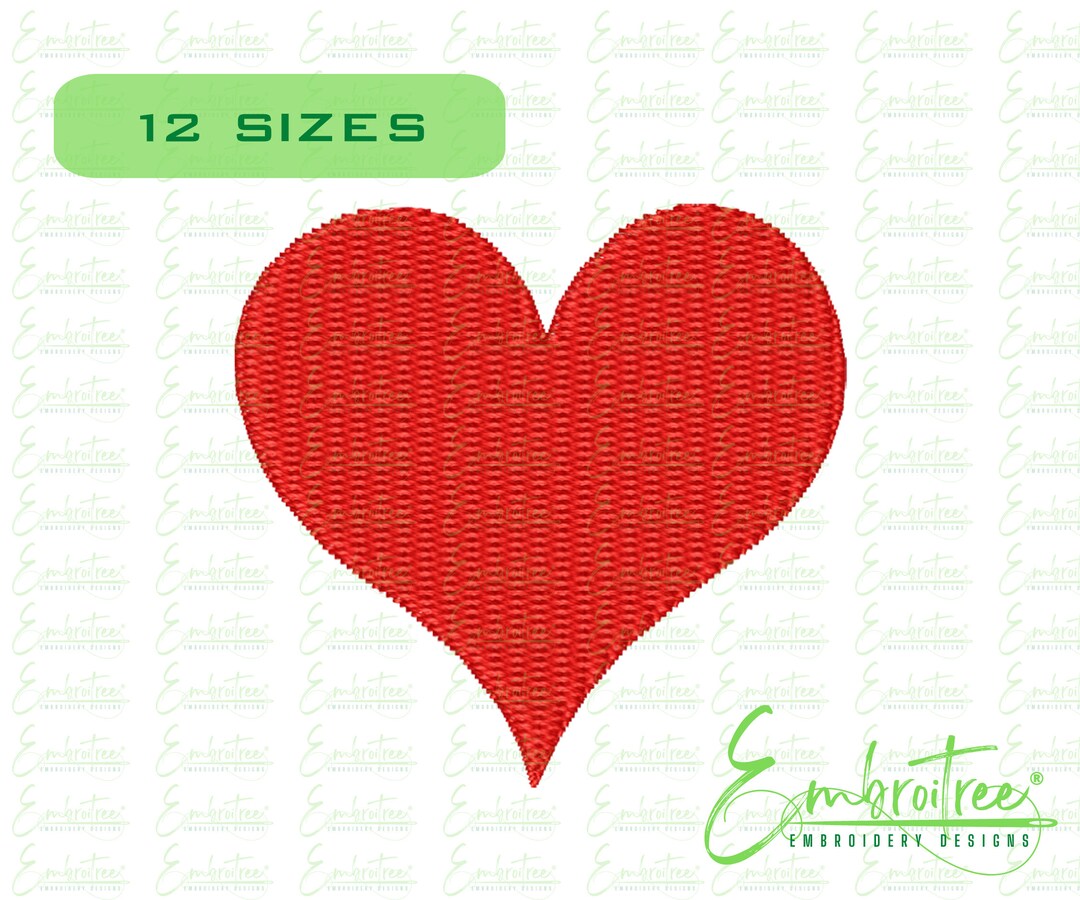 Heart Embroidery Design Machine Embroidery Heart Download Etsy India