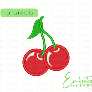 Cherry Embroidery Design, Machine Embroidery File, Fruit Embroidery, Mini Cherry, Cherries Embroidery Designs