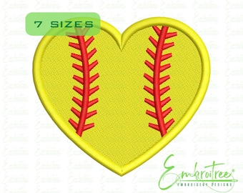 Baseball Heart Embroidery File, Softball Heart Embroidery Design, Softball Mama Machine Embroidery, Sports, Papa