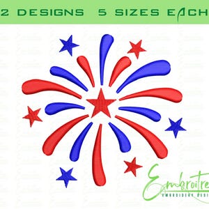 Firework Embroidery Design, 4th Of July Machine Embroidery File, Embroidery Firework Design, Patriotic Embroidery, Independence Day, America