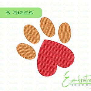 Paw Print Heart Embroidery Design, Machine Embroidery Files, Paw Embroidery Design, Heart Paw Print Embroidery