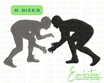 Boys Wrestling Embroidery Design, Male Wrestlers Embroidery File, Sports Silhouette, Grappling Athlete