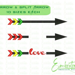 矢印刺繍デザイン、機械刺繍ファイル、スプリットアロー刺繍、矢印モノグラムフレーム、方向刺繍のダウンロード