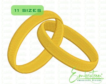 Wedding Rings Embroidery Design, Interlocking Rings Machine Embroidery File, Marriage, Engagement, Love Commitment, Couple, Mr and Mrs Ring