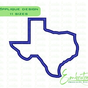 Texas Applique Design, Texas Embroidery File, State Of Texas Embroidery, Machine Embroidery Designs, Texas Outline, Embroidery Texas Design