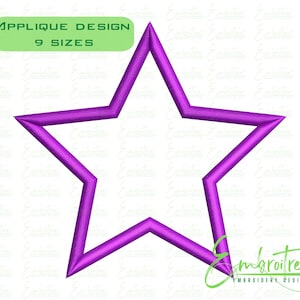 Star Applique Design, Embroidery Machine File, Star Outline, Monogram Frame