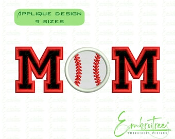 Baseball Mom Applique Design, Softball Mom Embroidery Design, Machine Embroidery File, Sports Applique, Baseball Embroidery, Softball Mama