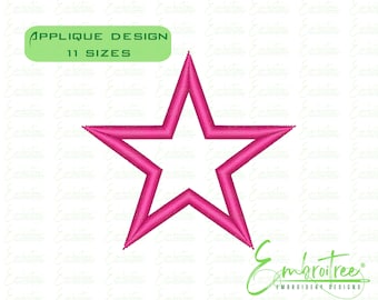 Star Applique Design, Star Embroidery File, Machine Embroidery Star, Star Applique Embroidery, Star Outline