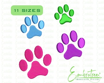PAW PRINT Embroidery Design, Dog Paw Embroidery File Download, Cat Paw, Mini Paw Print Filled Stitch