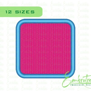May include: A square patch with a pink centre and a light blue border. The text "12 SIZES" is in a green rectangle at the top of the image.
