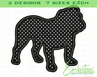 Bulldog Applique Design, Bulldog Embroidery Design, Machine Embroidery File, Bull Dog Embroidery, Bulldog Applique Embroidery