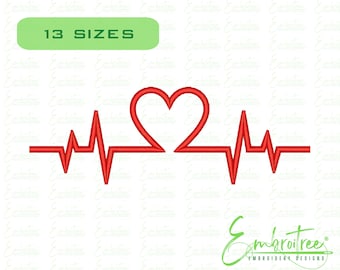 Heartbeat Embroidery Design, Valentine's Day, Machine Embroidery File, Heart Beat, Loved Ones
