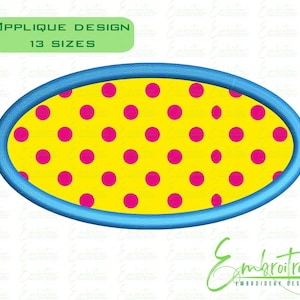 Oval Applique Embroidery Design, Oval Shape Outline, Machine Embroidery File