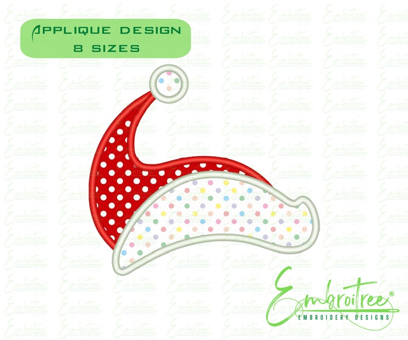 Santa Hat Applique Embroidery Design Christmas Machine Etsy