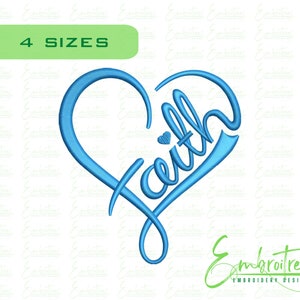 Faith Embroidery Design, Machine Embroidery File, Faith Over Fear Embroidery, Heart Embroidery, Love Embroidery