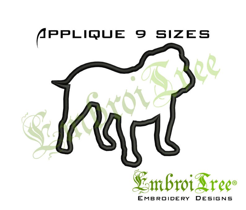 Bulldog Applique Design Applique Bulldog Design Machine Etsy