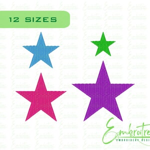 Star Embroidery Design, Machine Embroidery File, Star Filled Stitch, Star Shape Embroidery Download, 5 Point Star Design, Star Sign
