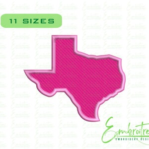 Texas Embroidery Design, Texas Map Embroidery Design, Machine Embroidery Designs, State Of Texas Embroidery File, Filled Stitch Embroidery
