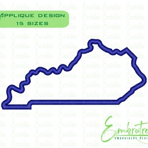 Kentucky Applique Design, Machine Embroidery File, Kentucky Embroidery Design, Kentucky State Applique, Kentucky Outline, Ky Embroidery