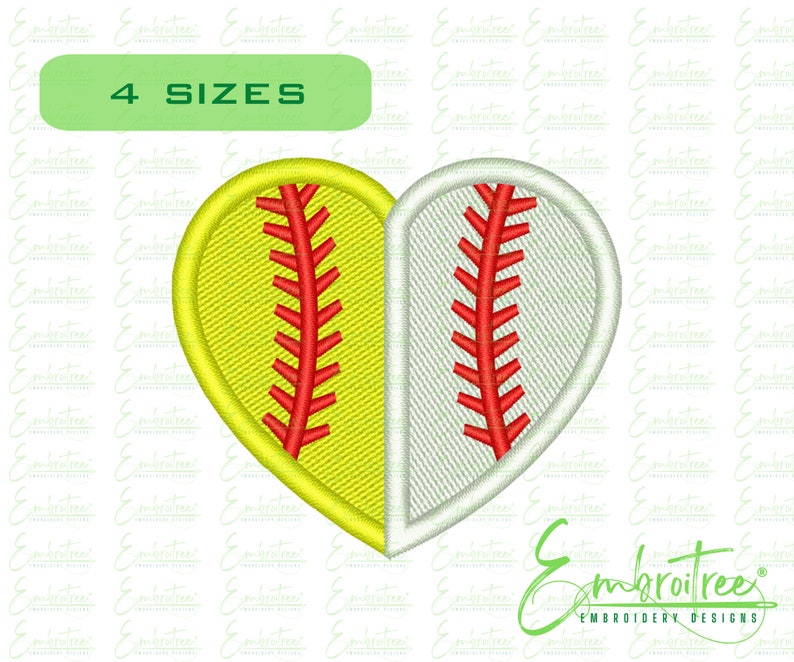 Baseball Softball Heart Embroidery Design Etsy