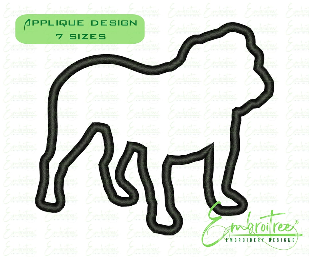 Bulldog Applique Design, Bulldog Embroidery Design, Machine Embroidery