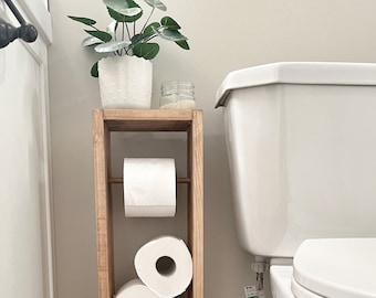 Toilet Paper Stand, Toilet Paper Holder, Bathroom Storage, Toilet Paper Hanger, Floor Tissue Stand, Toilet Paper Holder, Wood Bathroom Decor