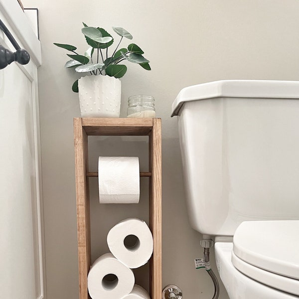 Toilet Paper Stand, Toilet Paper Holder, Bathroom Storage, Toilet Paper Hanger, Floor Tissue Stand, Toilet Paper Holder, Wood Bathroom Decor