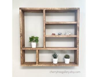 Solid Wood Display Shelf, Square Wood Shelf, Crystal Display Shelf, Essential Oil Shelf, Plant Shelf, Floating shelf, Rustic Display Shelves