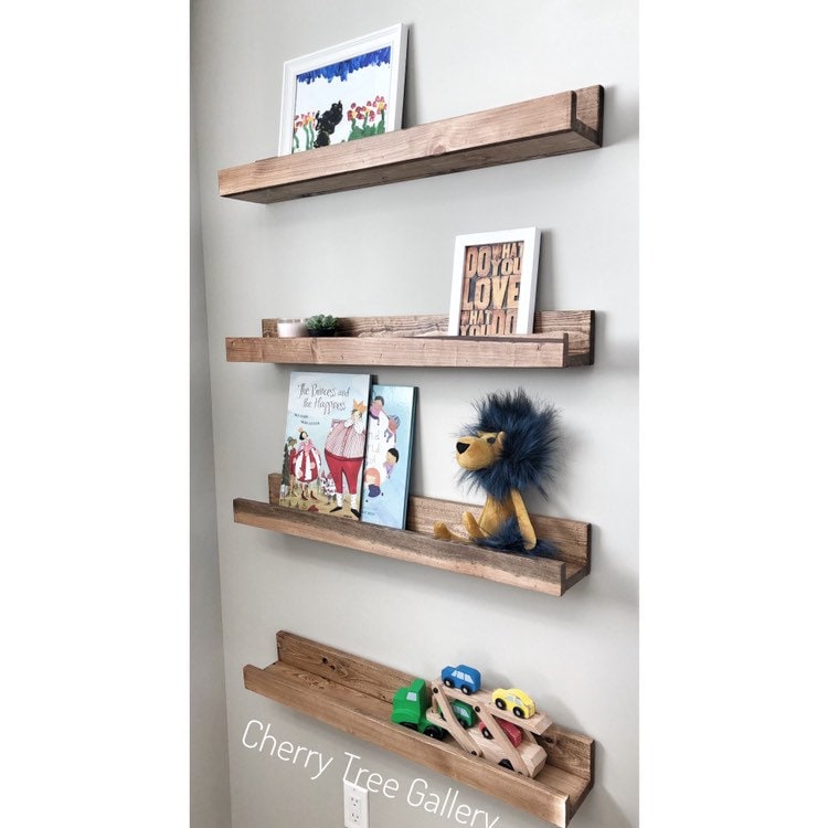 wooden shelves for nursery