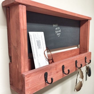 FREE SHIPPING | Wooden Key Chain Mail Holder, Chalkboard Mail Key Storage, Wall Mail Key Holder, Wall Storage, Key Holder, Memo Board, Home