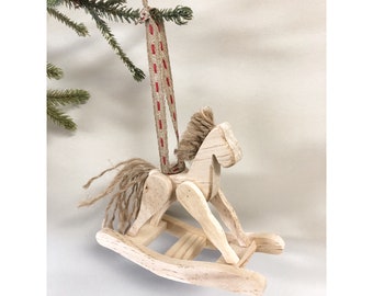 Handcrafted Wooden Rocking Horse Christmas Ornament