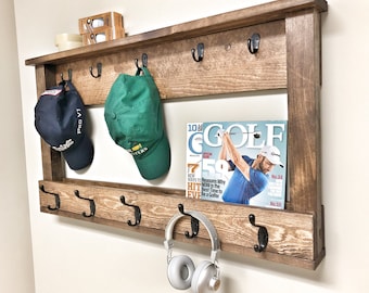 Almacenamiento de pared estante para gorras de beisbol riel para sombreros perchero soporte para gorras de beisbol organizacion deportiva sala para adolescentes estante para ganchos de entrada frontal...