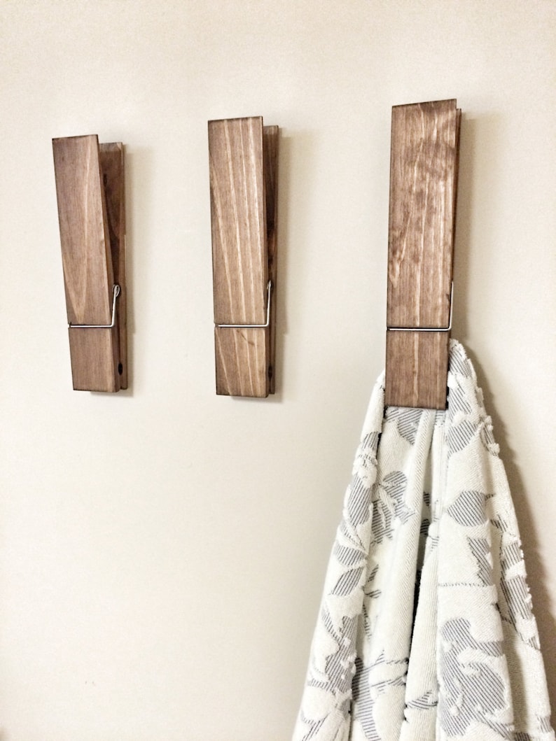 Porta asciugamani da bagno Jumbo molletta, una molletta da 12, arredamento della fattoria, arredamento del bagno, arredamento della lavanderia, arredamento della parete del bagno, gancio immagine 6