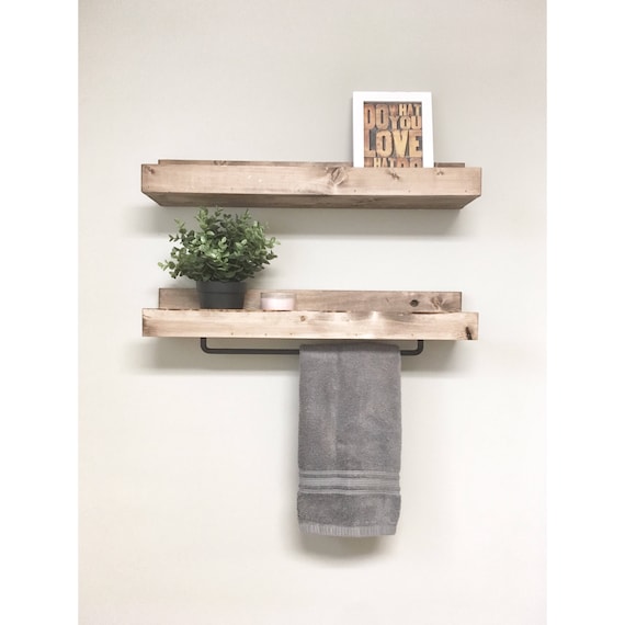 Bathroom Shelves With Hooks Over Toilet Storage Wall Shelf for Towels Wood  Hanging Shelves Leather Strap Shelf 