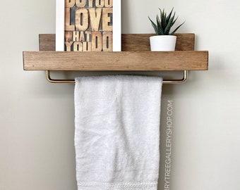 15 Floating Shelf for Bathroom Storage Towel Rack Shelf With Towel Bar Wall Shelf With Towel Bar Home Decor Shelf Gold Bar Minimalist Etsy