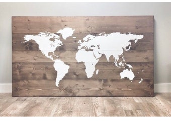 SUPER HUGE Large Rustic World Map made of Wood for Traveller, Rustic Wall Art Decor, Wood World Map for Pin, Great Gift, Travel World Map