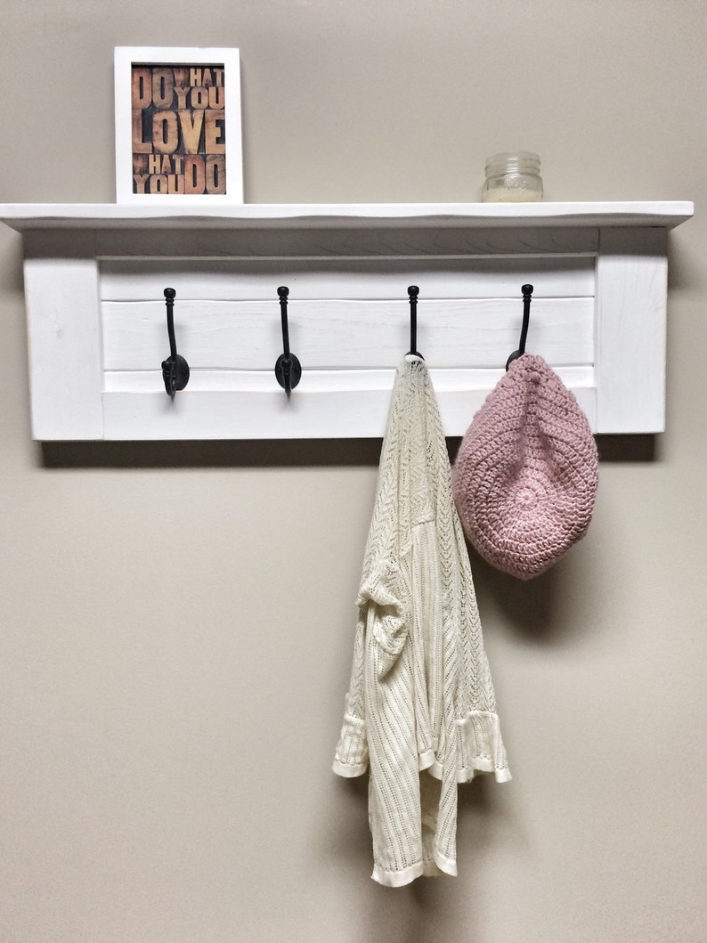 Rustic Wooden Entryway Coat Rack With Hooks Wooden Shelf Etsy Canada