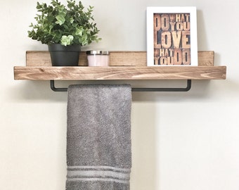 Bathroom Towel Rack Shelf, Floating Shelf Hand Towel Holder, Bathroom Decor, Towel Hanger, Bathroom Towel Bar, Hand Towel Shelf, Towel Rack