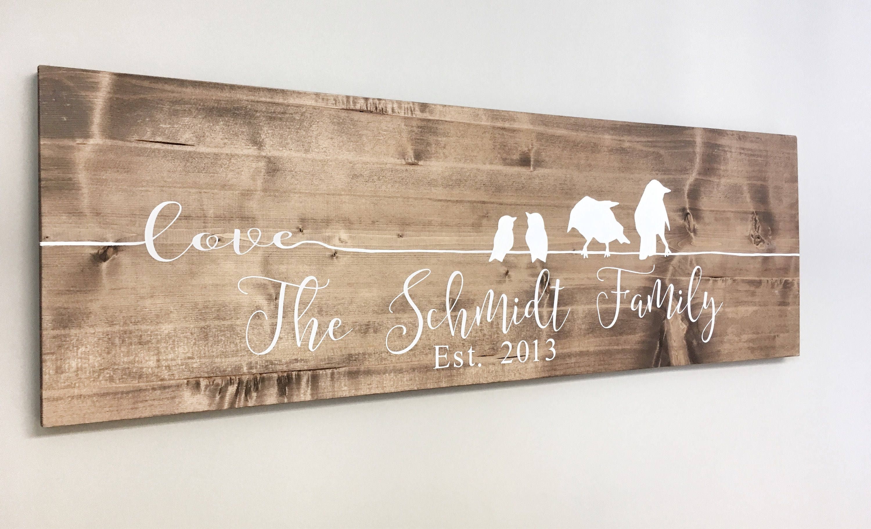 Gift For Wife Gift For Her Wooden Family Sign Family Of Birds
