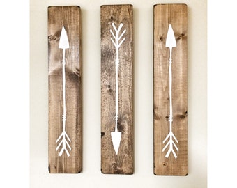 Set of 3 Wooden Arrows, Rustic Decor For Wall, Farmhouse Arrow Decor, Rustic Wall Hanging Nursery Decor, Wooden Arrow for Gallery Wall