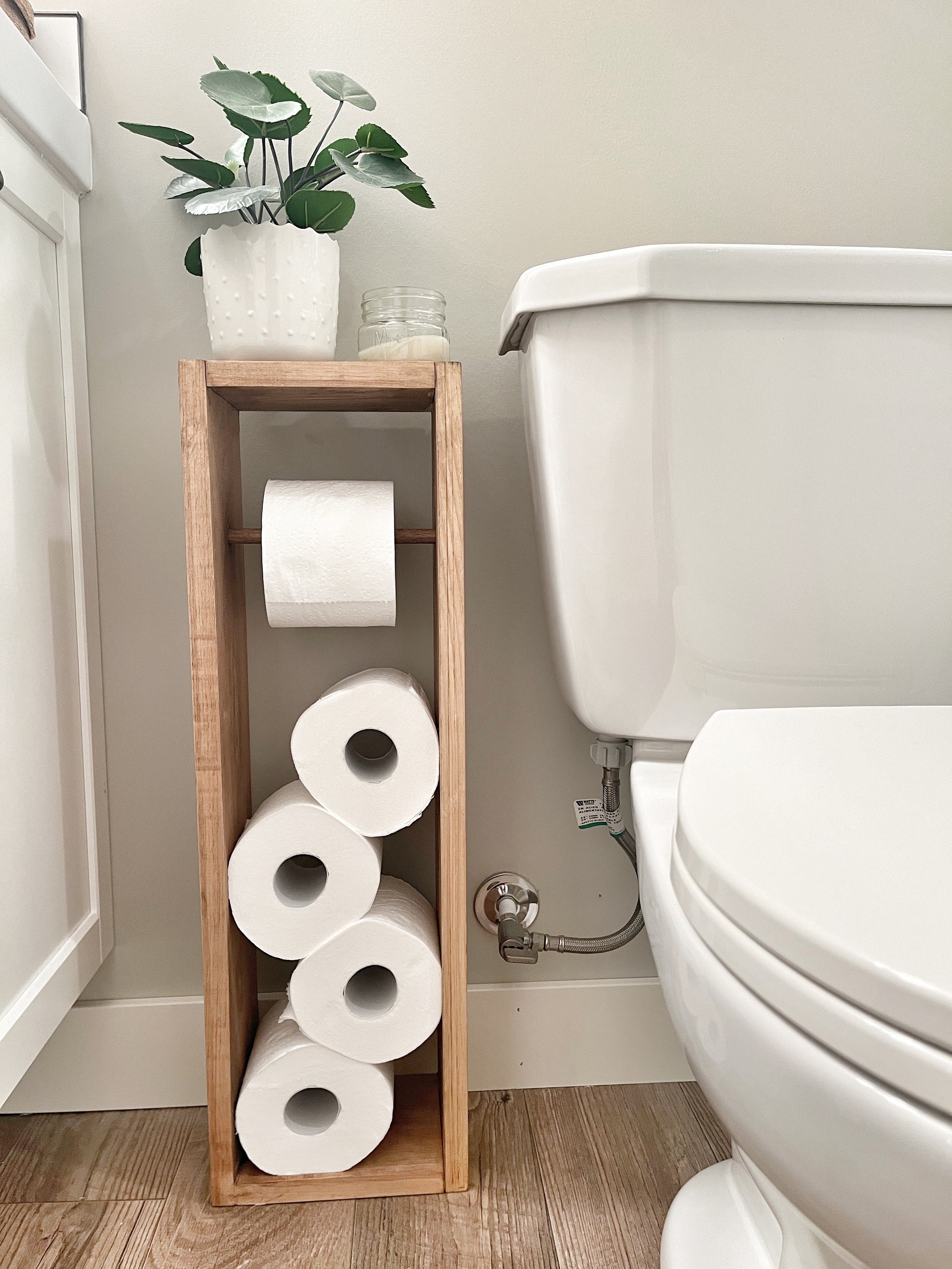 Bunoxea Toilet Paper Holder Stand, Freestanding Toilet Tissue Organizer, Minimalistic Storage Solution, Reserve Mega Rolls-Modern Black